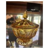 Amber Glass Candy Dish            (Family Room)