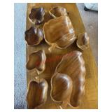Carved Wood Platters and bowls set