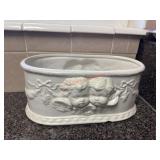 White Ceramic Cherub Planter