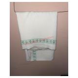 White table cloth with green patterns (downstairs