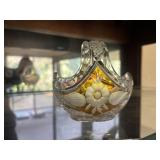 Small Cut Glass Basket Dish            (Family
