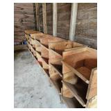 25 wooden storage bins, can be stacked, left of