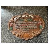 vintage chalkware or pressed wood 'Mother' wall