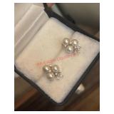 Vtg Lavkin & Co 14k White gold and Pearl Clip on
