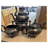 Antique Tufts Silver Plate Teapot, Sugar Creamer