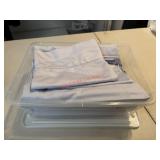 Queen Size Linens Stored in tote