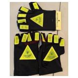 Two Pairs Fingerless HiViz Gloves