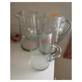3 Large Glass Pitcher lot                  (House