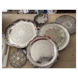 Silverplate Serving Dishes and Glass Trivet lot