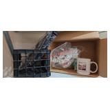 Shelf Lot: Vintage cake toppers, bag, mini crate,