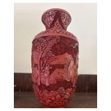 vintage Chinese red carved cinnabar lacquer vase