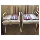 Two Metal outdoor Chairs with cushions