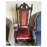 Victorian Jacobean Revival carved oak hall chair