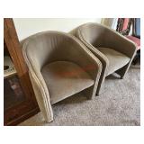 Two Velvet Barrel Chairs Vintage
