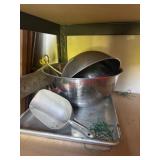 Metal Tray, Scoops and bowls lot