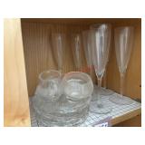 Clear Glass Stemware and plates lot