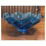 VTG Viking Glass Bluenique blue footed bowl