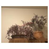 Woven Baskets and Dried Flowers lot