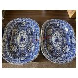 TWO antique blue Staffordshire? transferware