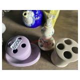 Ceramic toothbrush holders and dispenser