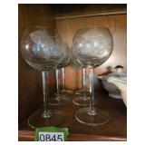 6 Stemmed Wine Glasses