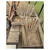 Two Old Wood Bench and chair (For Yard Art)
