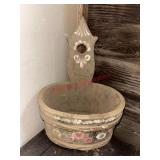 VTG Hand painted Wood Wall Pocket