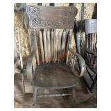 Vtg Wood Hand Carved Rocking Chair