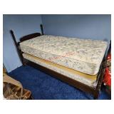 Twin bed including frame, mattress, box spring