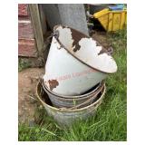Vintage Buckets for decor Bottom Rusted out