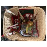 Wicker basket of vintage Christmas Decor