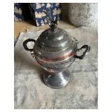 vintage WR Rogers silver-plated sugar bowl  (left
