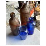 misc. vintage glass bottles lot(left side barn )