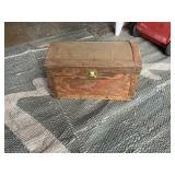 antique domed top steamer trunk (left side barn)