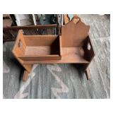 primitive wooden doll rocking cradle (left side