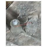 vintage glass items include a pressed glass