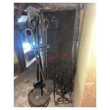 vintage-style wrought iron fireplace tool set and