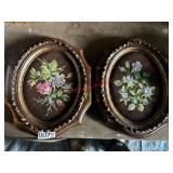 vintage floral needlepoint artwork (upstairs )