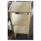 3-tier particle board bookshelf (left side barn )