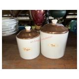 vintage white ceramic canisters (Upstairs )