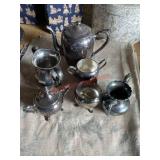 vintage silver-plated tea set (left side barn)