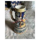 vintage German ceramic beer stein(left side barn)