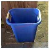 blue trash bin (upstairs)