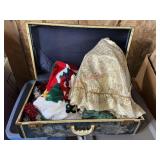 Vtg Suitcase of Vtg Tree Skirts