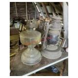 vintage kerosene oil lamps and a hurricane