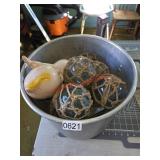 Bucket of Glass Floats and more (Cabin)