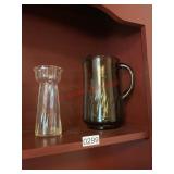 Vintage brown water pitcher & glass small vase