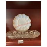 Serving glass tray and deviled egg plate