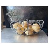Vintage wire chicken-shaped egg basket