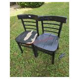 (2) Wood chairs,  used outside for entertaining